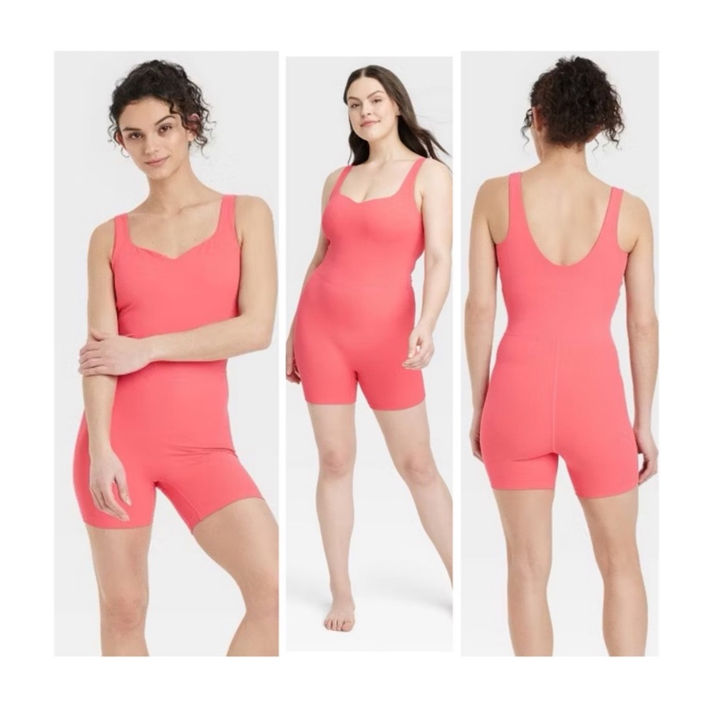 All in Motion Brushed Sculpt Rib Short Active Bodysuit NWT - Size Large